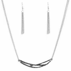 Paparazzi Silver Modern Necklace and Chain Earring
